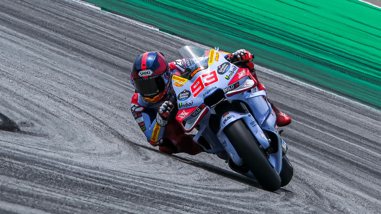 Marc Marquez of Spain racing on the track