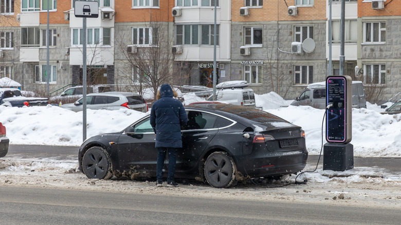 Tesla Model 3 charging in winter