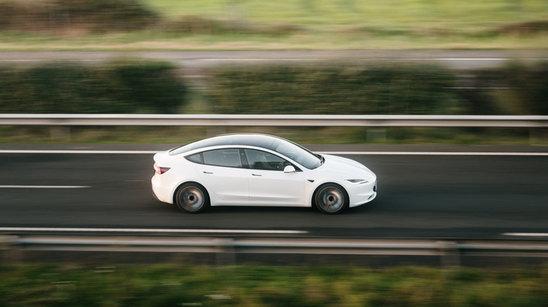 Tesla Model 3 on the highway