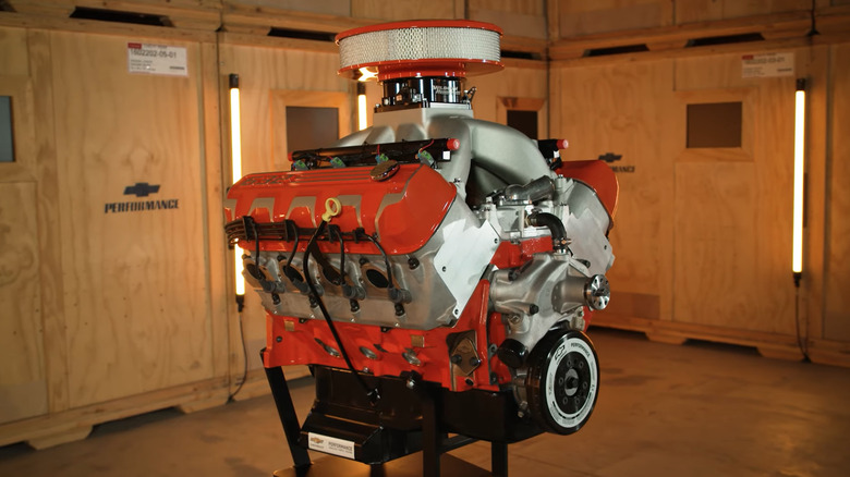 Chevrolet Performance ZZ632/1000 Crate Engine against wooden crates