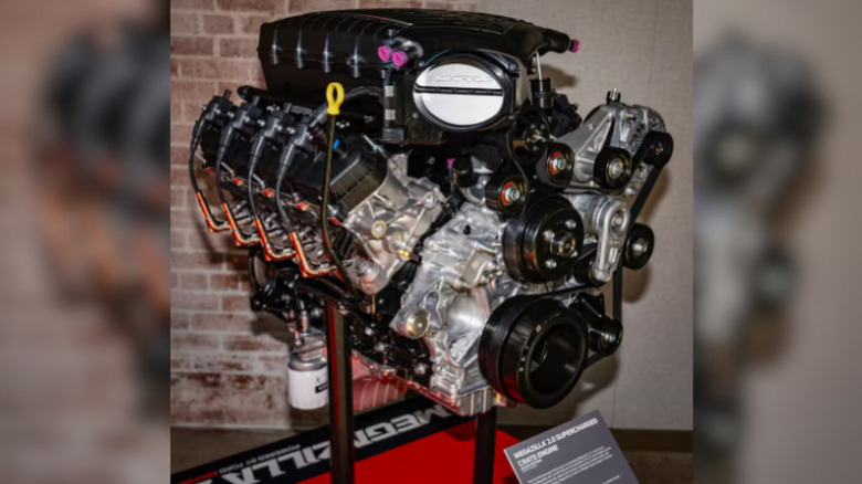 Ford Megazilla 2.0 crate engine against brick wall