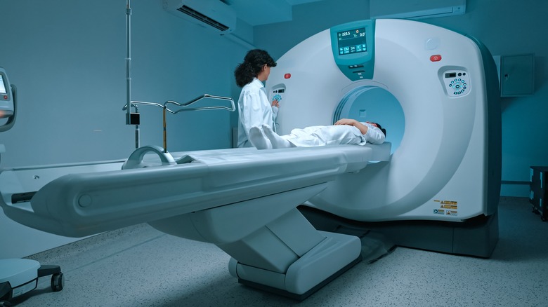 Patient undergoing CT scan