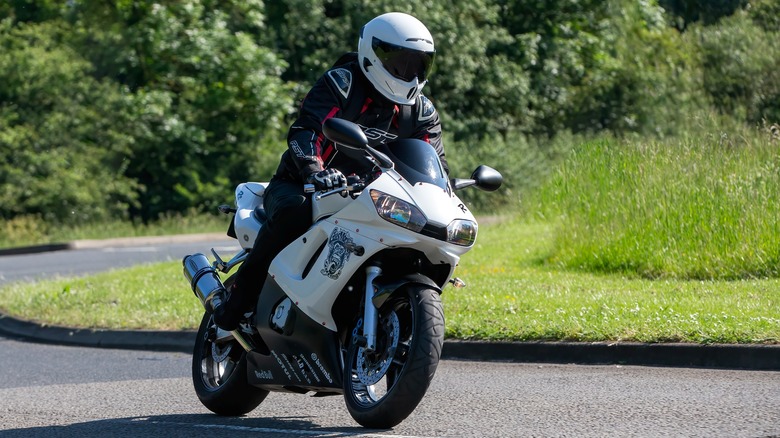 Person riding Yamaha RZF-R6