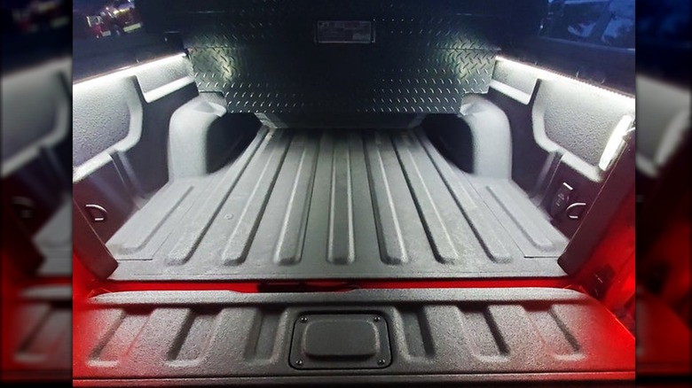 truck bed illuminated with LED lights