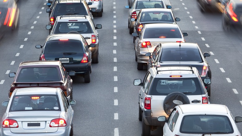 Cars stuck in traffic