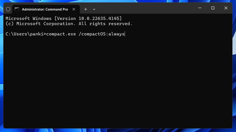 Compact OS command in Terminal app