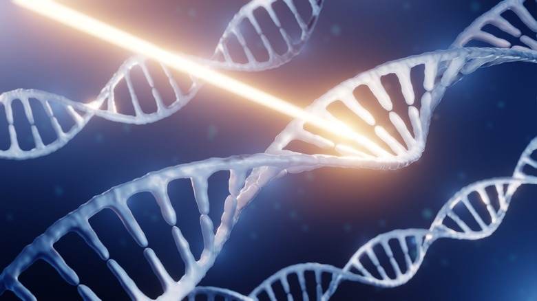 DNA strand hit by radiation