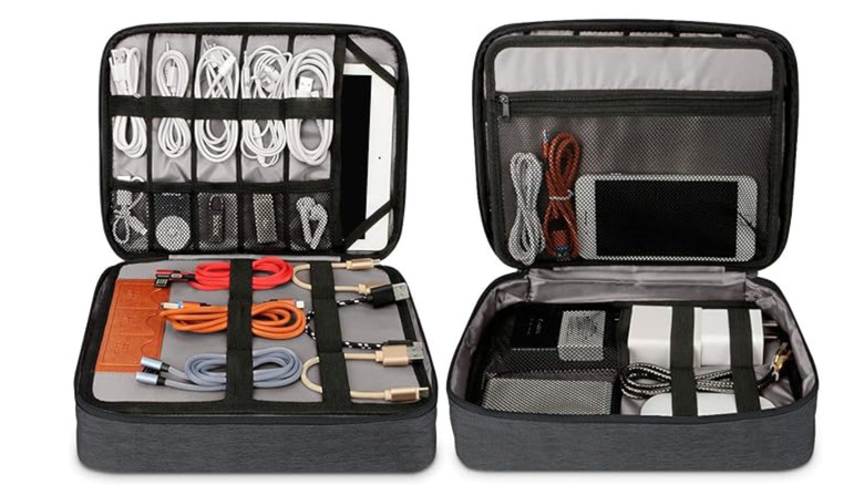 Cables organized inside a bag