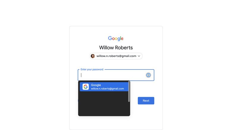 Google account sign in page