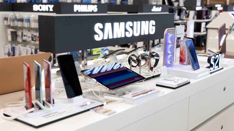 a display of Samsung Galaxy products