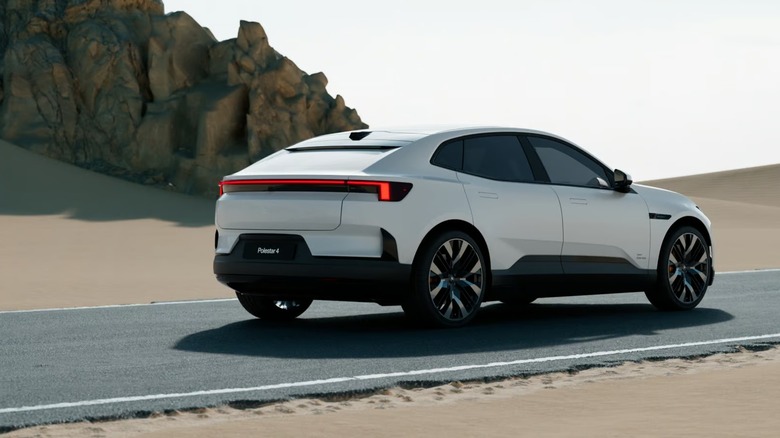 white Polestar 4 in the desert