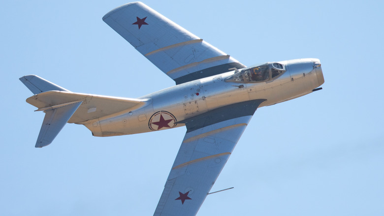 a MiG-15 in flight