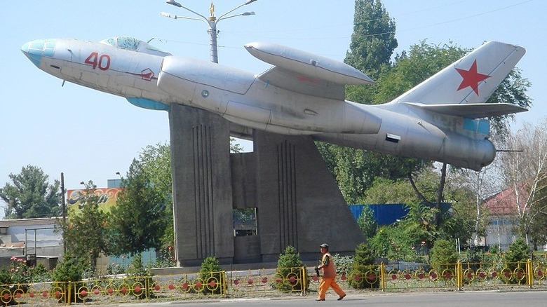 A Il-28 monument in Kyrgyzstan