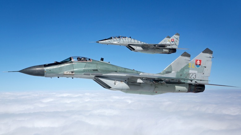 Slovak MiG-29 jets in flight