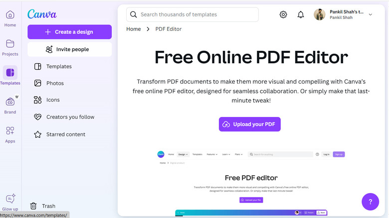 Canva PDF Editor on the web