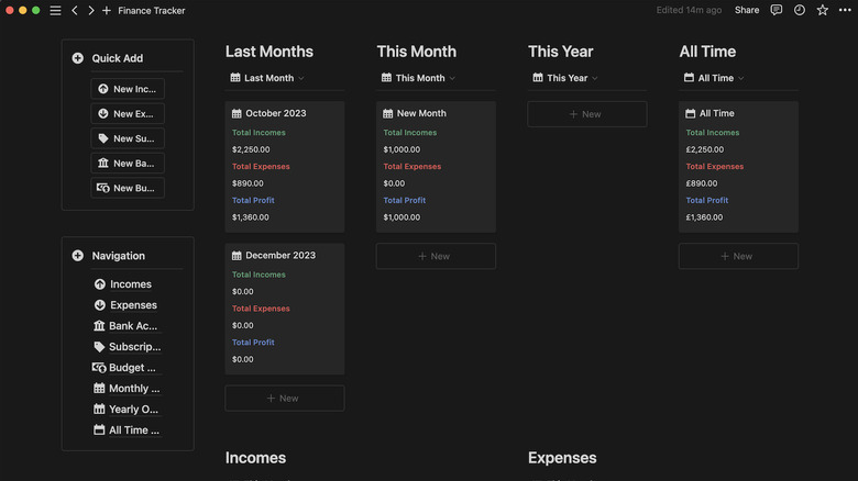 Finance Tracker template