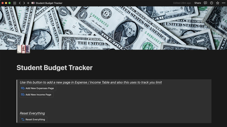  Student Budget Tracker template