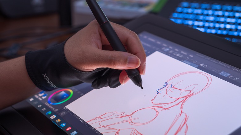 Animator drawing on tablet