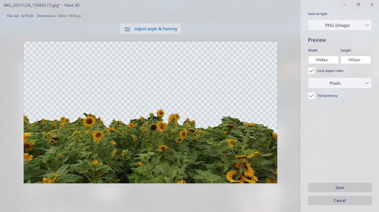 transparent background in Paint 3D