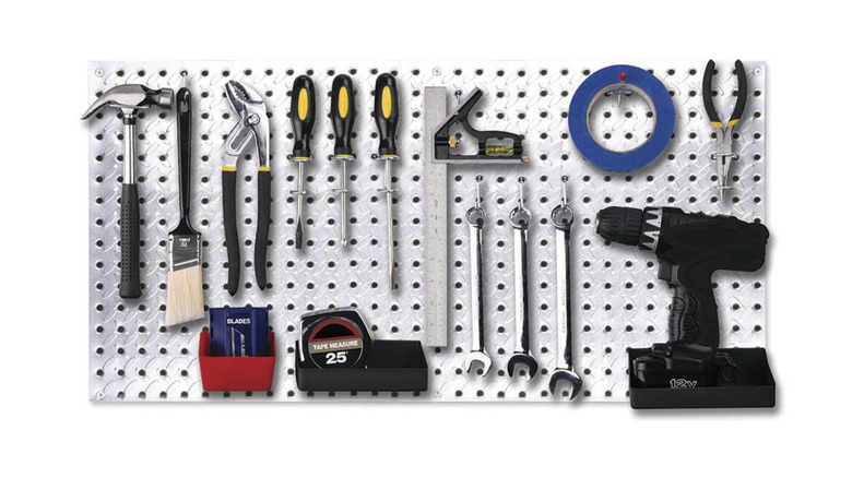 Pegboard with tools