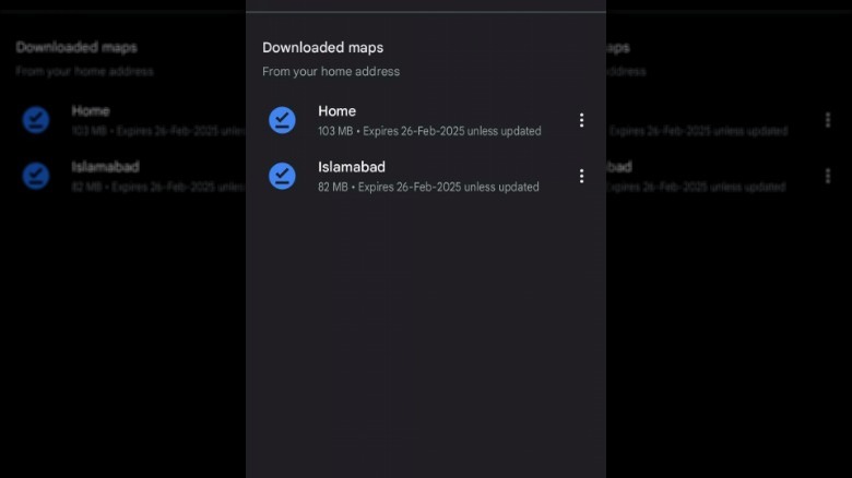 Downloaded maps in Google Maps