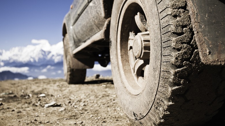 All-terrain tires being used in sand