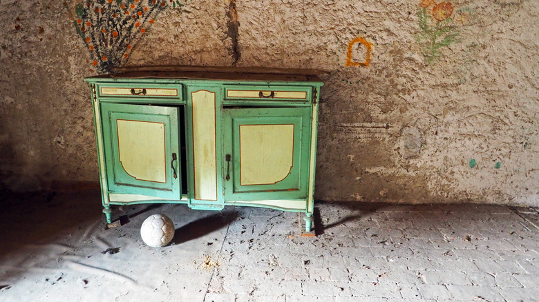 Old dresser in an attic