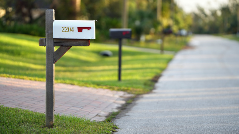 Mailboxes on a suburban road