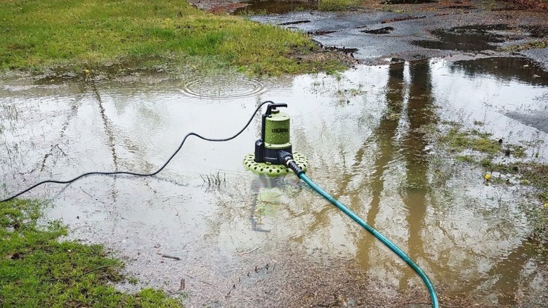 Pump moving flood water