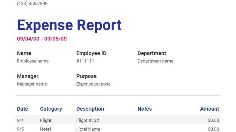 Expense report template 