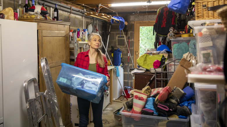 woman sorting her garage