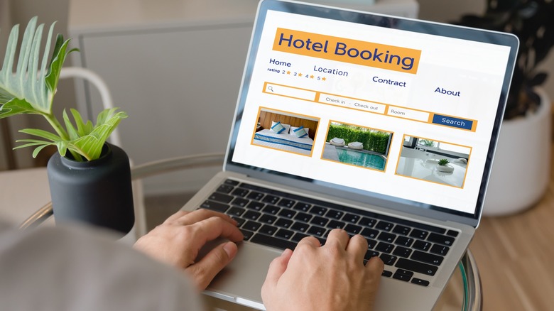 hotel booking website on laptop