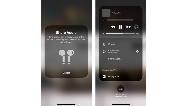 screenshots of share audio feature