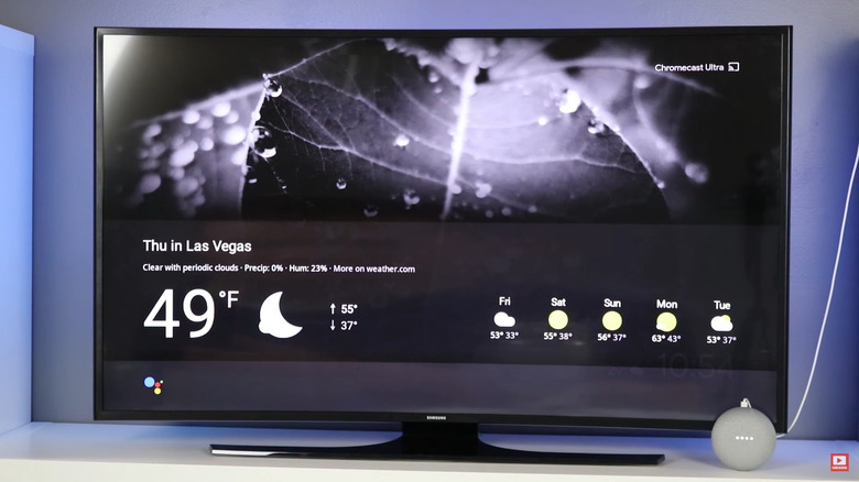 tv displaying weather