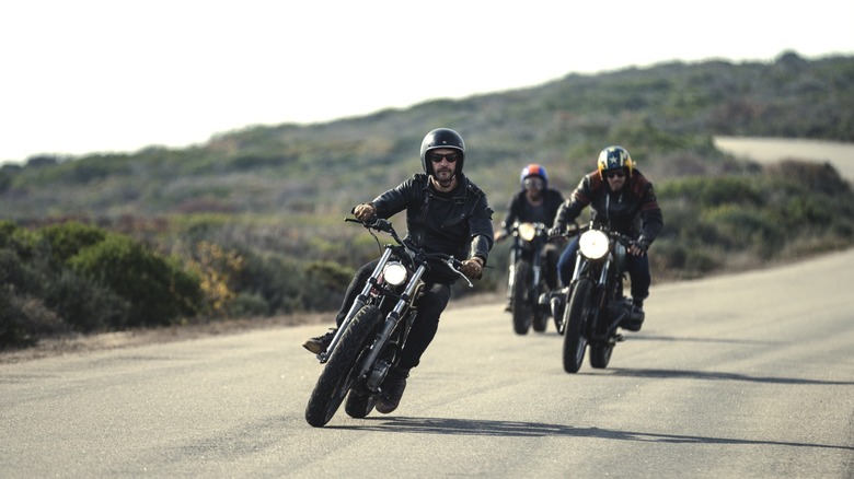 Bikers on a winding road