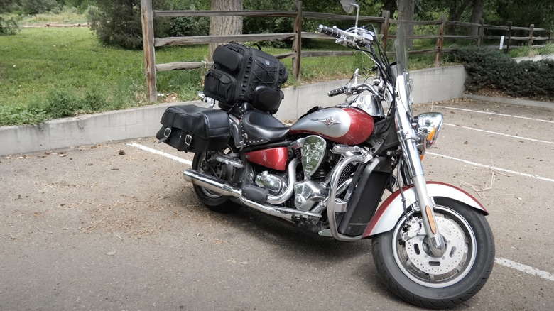 A close up shot of a Kawasaki Vulcan 2000