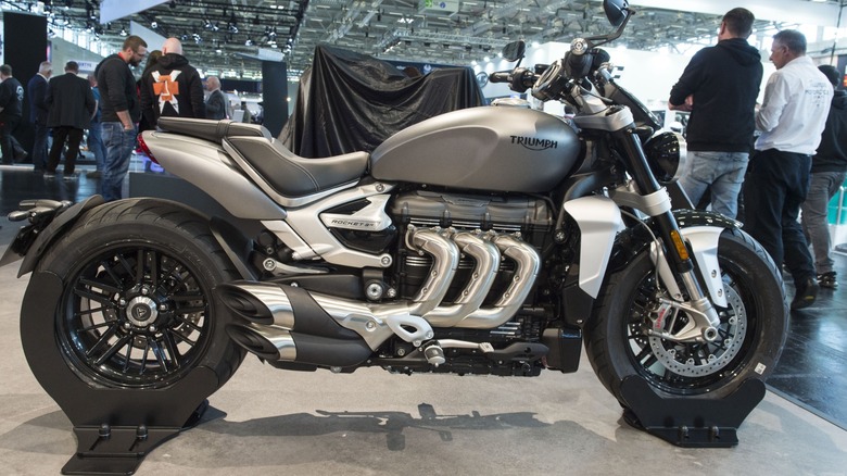 A Triumph Rocket 3R on display