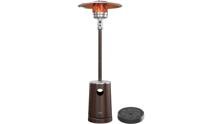 tall patio heater with a white background