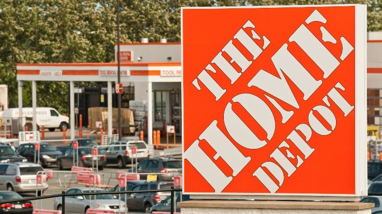 The Home Depot sign in front of the store