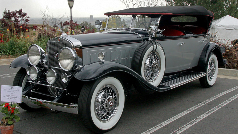 Black 1931 Cadillac V16 parked