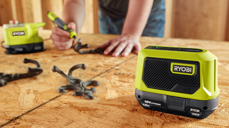 18V One+ Cordless Compact Bluetooth Speaker on worktable