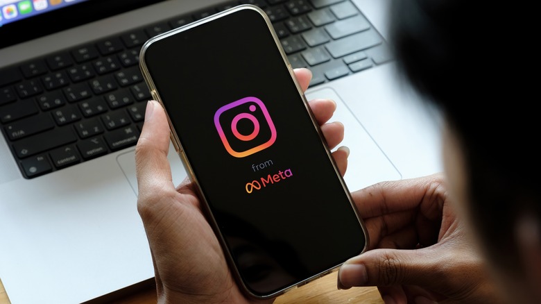 Instagram meta logo on phonescreen