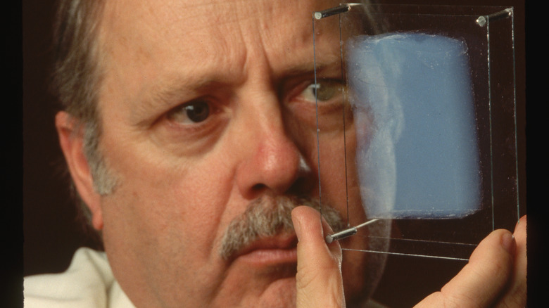 Scientist holds aerogel sample