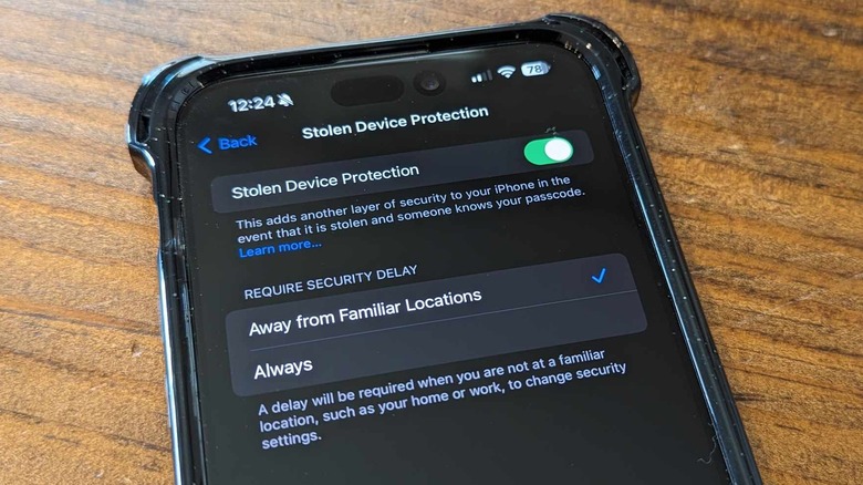 iphone stolen device protection page