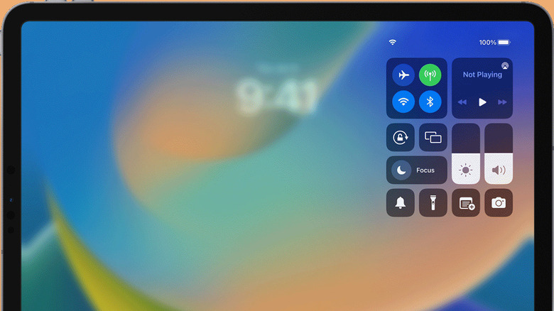 iPad Control Center opened