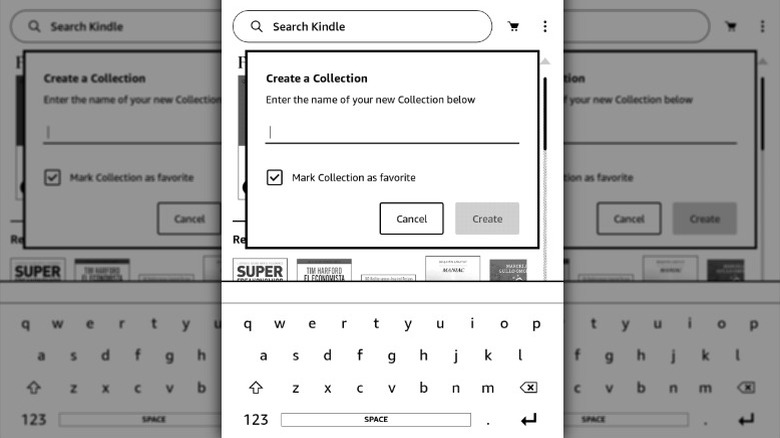 Create a Collection screen on Kindle Paperwhite