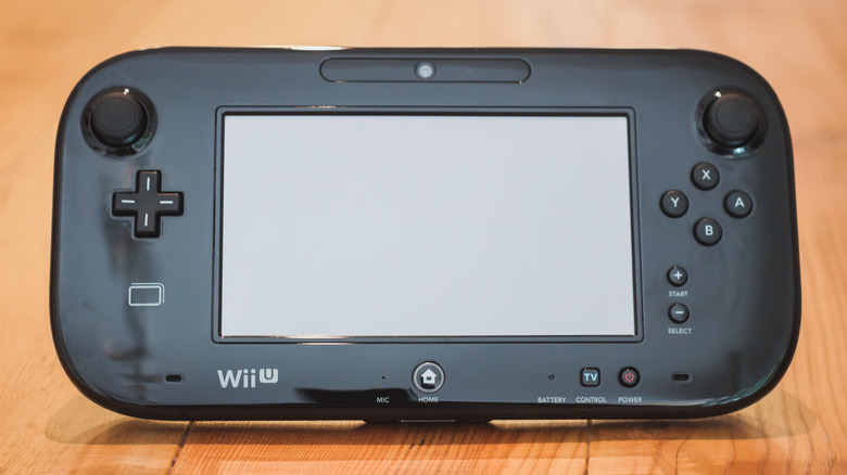 Wii U controller with wood background