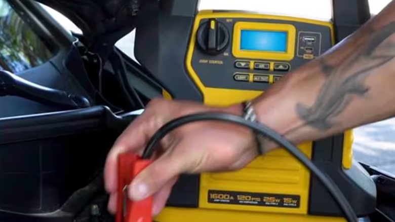 DeWalt jump starter jump starting a car