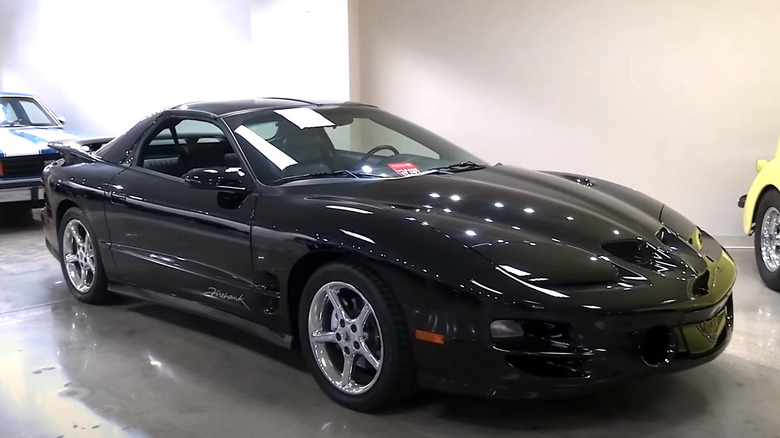 '02 Pontiac Firebird on display in garage