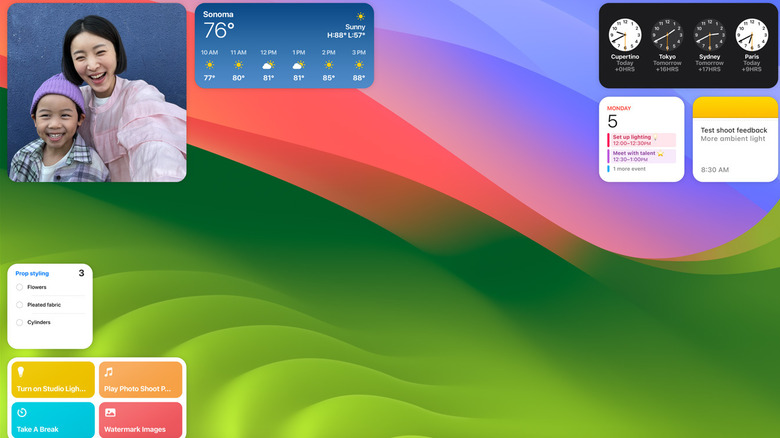 macOS Sonoma widgets on MacBook